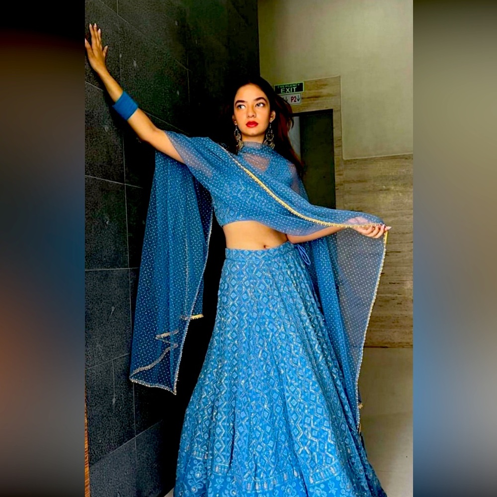 Blue Indian Lehenga Choli M/L